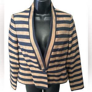 ANN TAYLOR Women’s Bronze and Navy Blue Striped Blazer